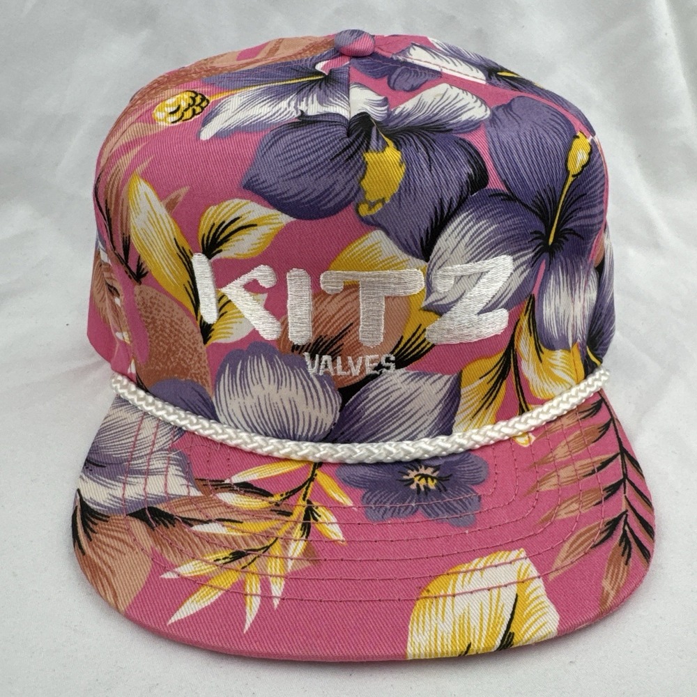 Vintage 80s 90s KITZ Valves Floral Rope Snapback Hat San Sun Taiwan